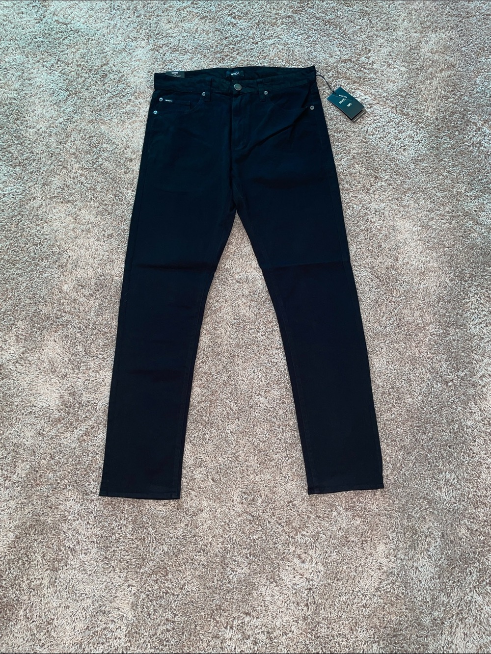 NWT RVCA Men's Black Slim Straight Jeans size 32
